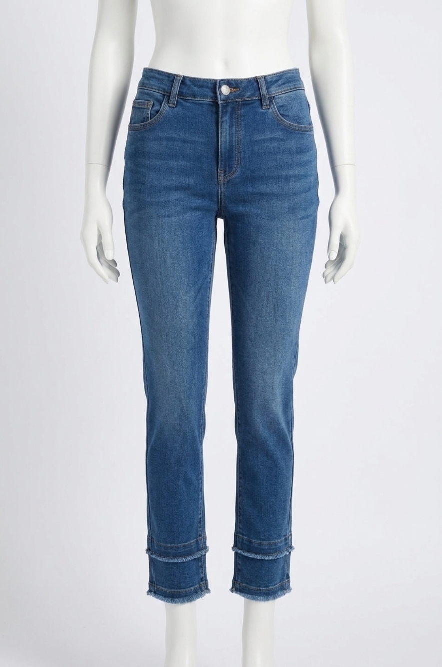 NEW TRIBAL audrey straight crop jeans with tape embroidery in dark eclipse